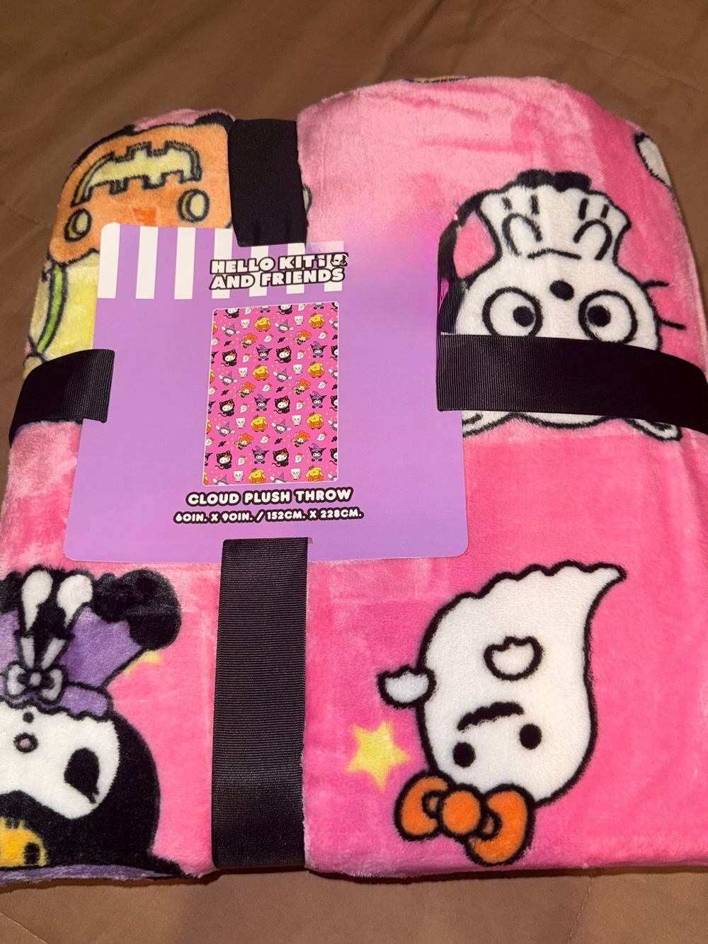 Hello Kitty Pink, Purple and Orange Halloween Themed Plush Throw Blanket #hk